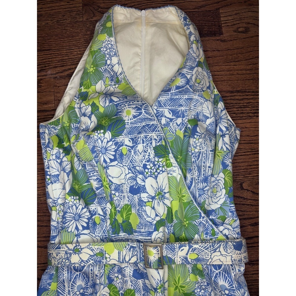 Talbots Floral Midi Dress Blue Green Size 8 Spring Wedding Guest - Picture 3 of 9
